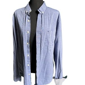 2 lightly worn men’s dress shirts.  Both are Large.  See brand in pictures.